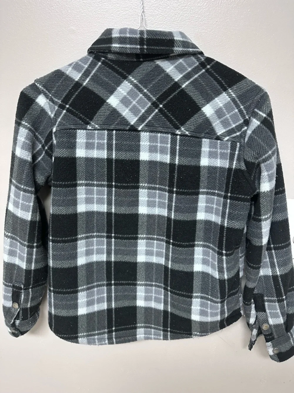 Eddie Bauer Black & Gray Plaid Sherpa-Lined Jean Jacket - Picture 2 of 4
